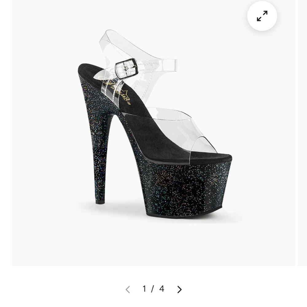 Pleaser Black Glitter Platform Heels